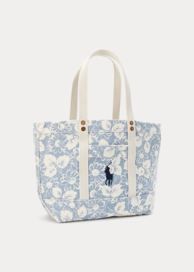 Polo Ralph Lauren Lærred Floral Medium Tote Bag Dame Danmark (GJMOP0619)